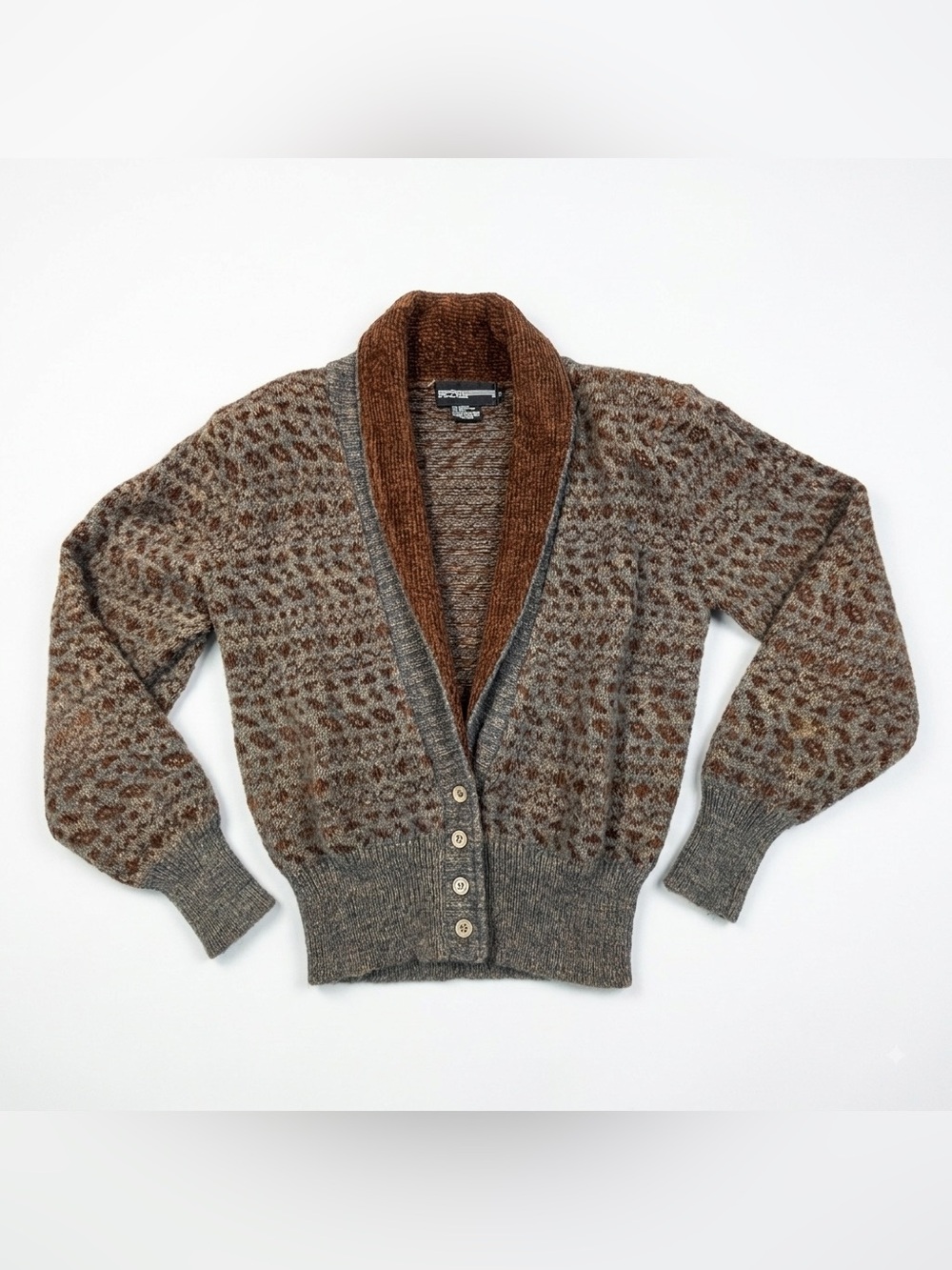 Vintage Spree Sweater Womens M Mohair Blend Shawl Collar Knit Cardigan Hong Kong